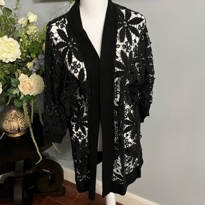 Tahari Black Cutout Cardigan size extra small.